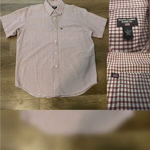 Red on white Ralph Lauren short sleeve button down
